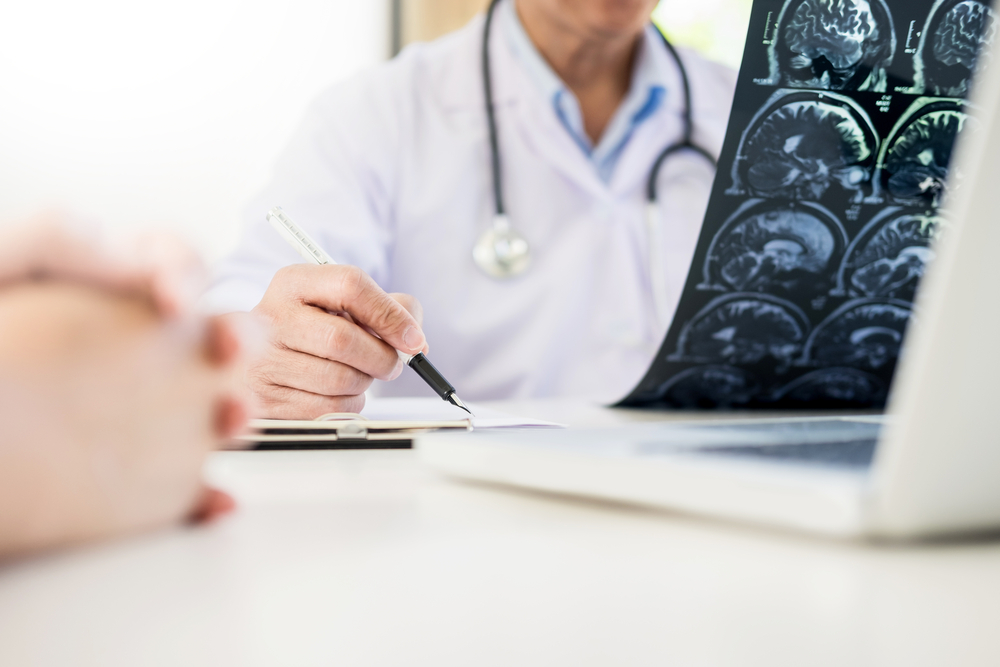 a doctor doing radiology transcription
